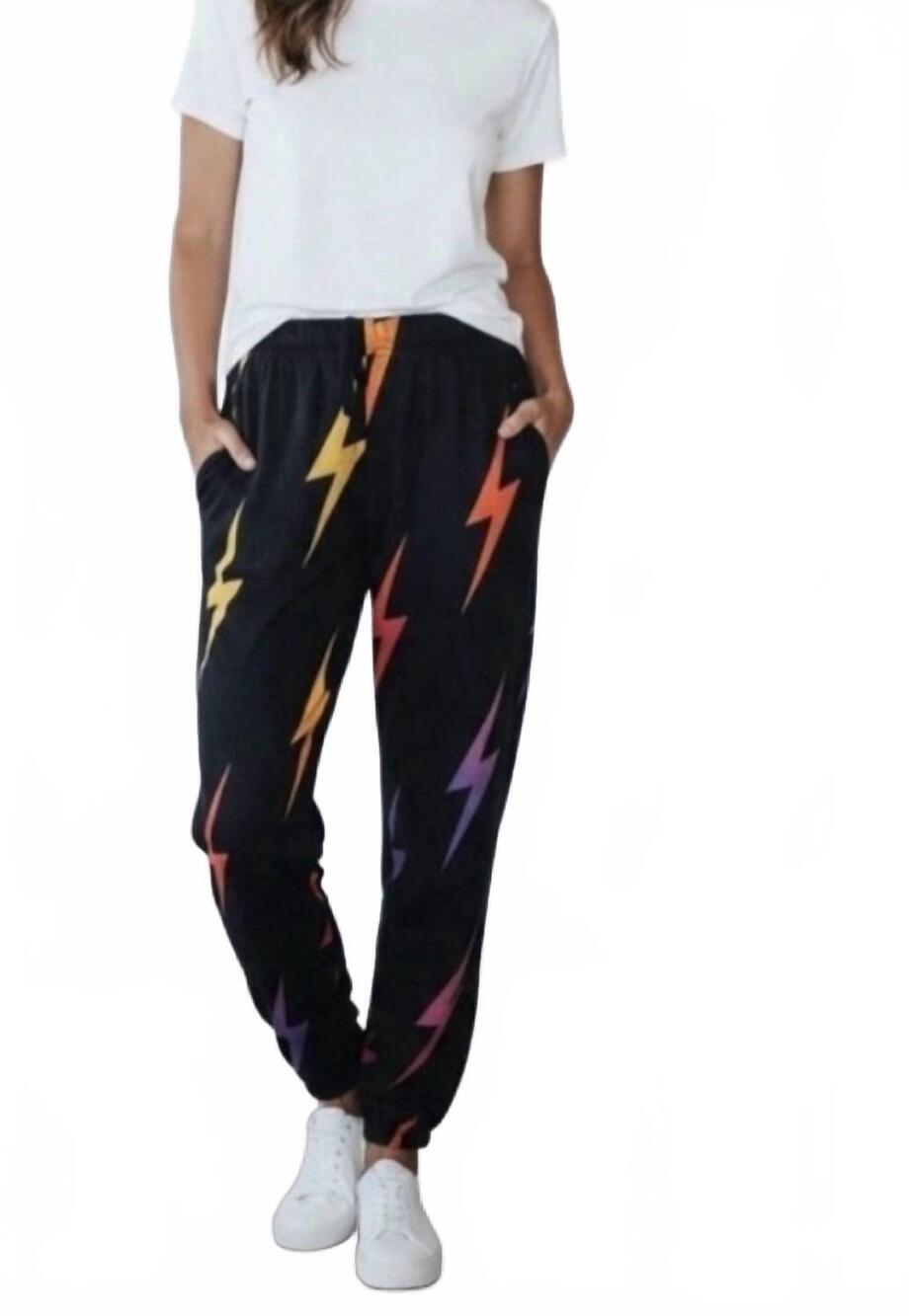 NEW AVIATOR NATION bolt velvet sweatpants in black
